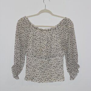 Polka Dot, Rouched Off the Shoulder Top